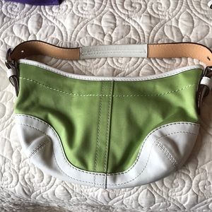 Coach Lime Green White Leather Trim
